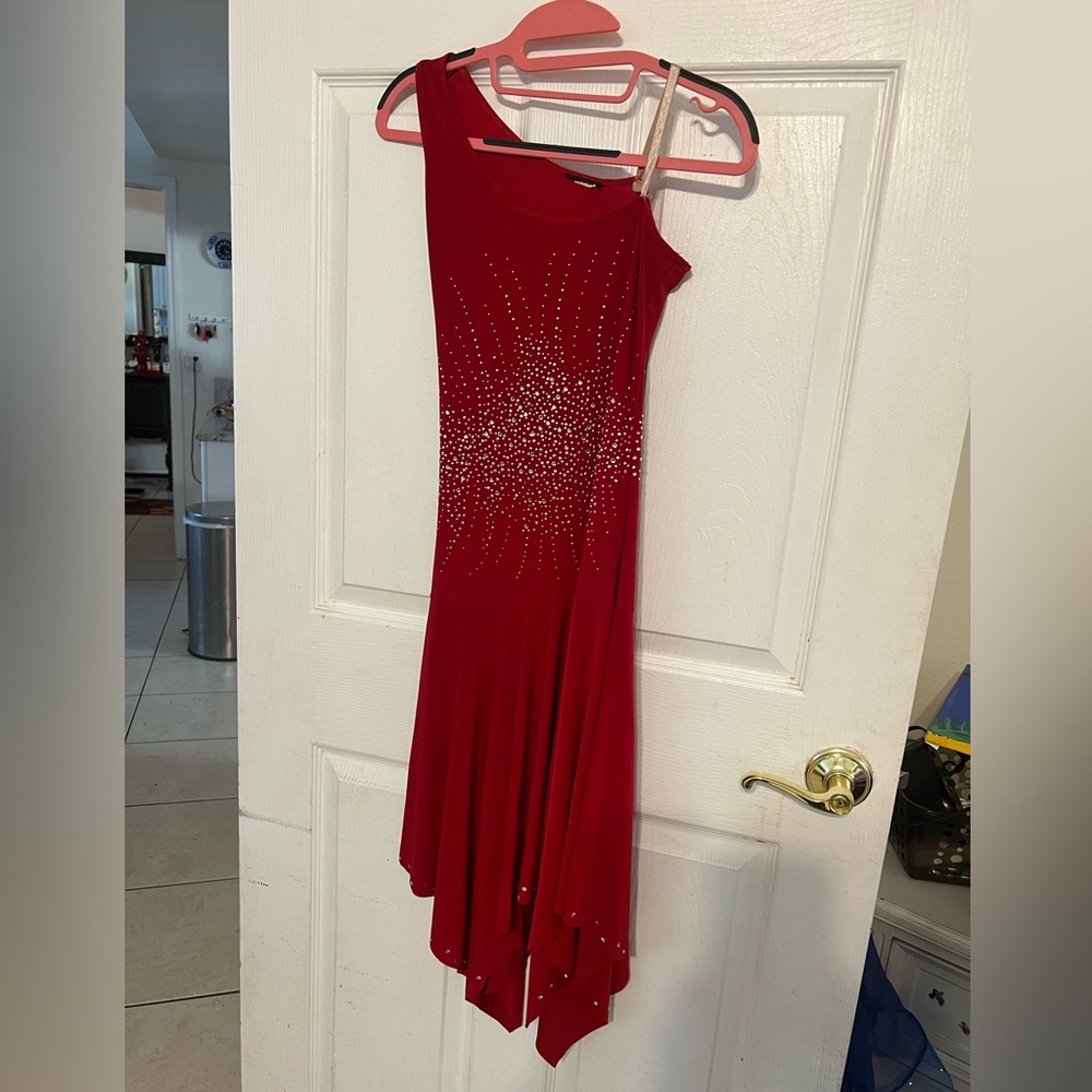Red Rhinestone Dance Dress - Picture 2 of 3